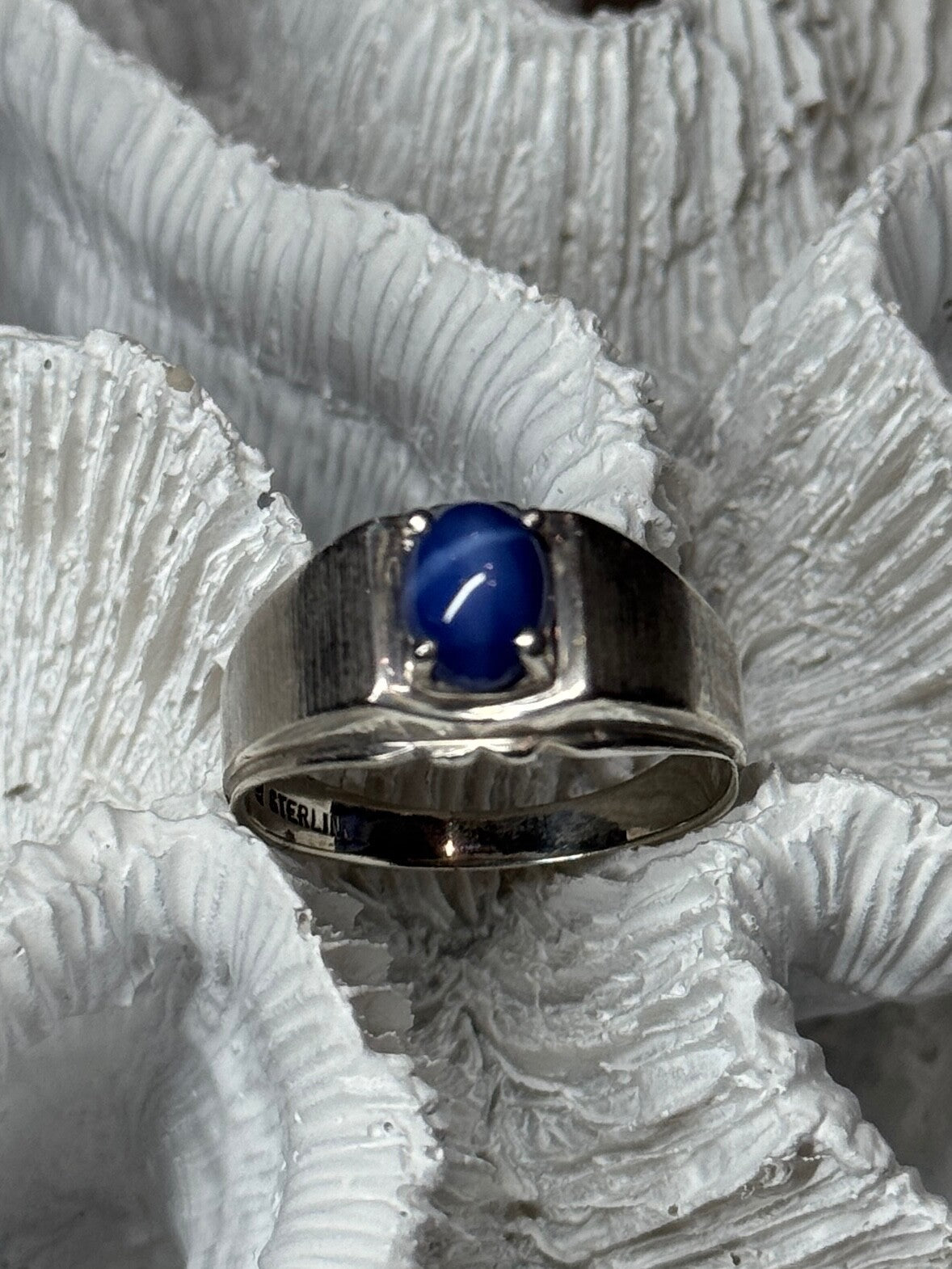 Men'S 925 Sterling Silver Star Sapphire Ring Size 10