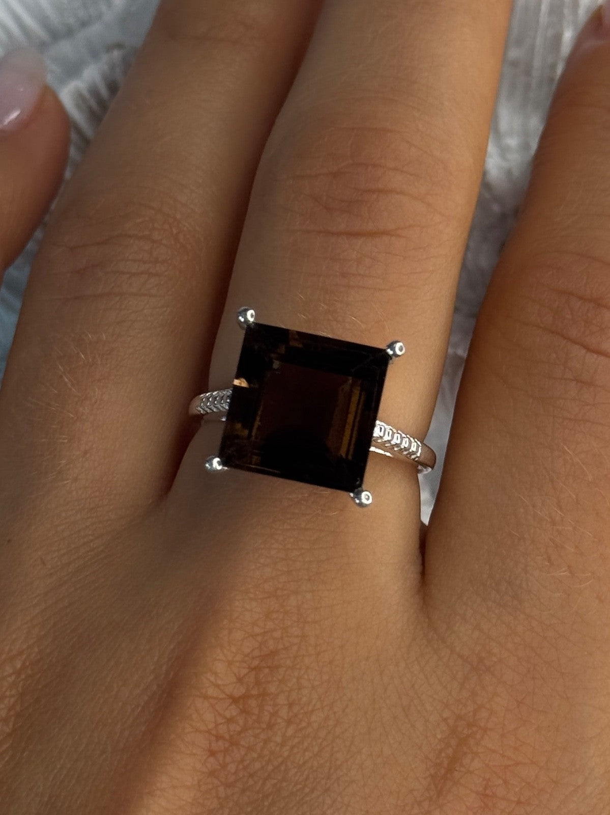 925 Sterling Silver Dravite Brown Tourmaline Ring Size 8