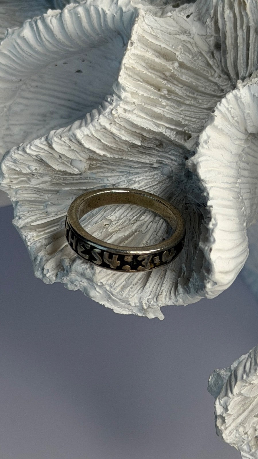 Vintage Religious 925 Sterling Silver Ithes 4:3-4 Ring Size 4.5