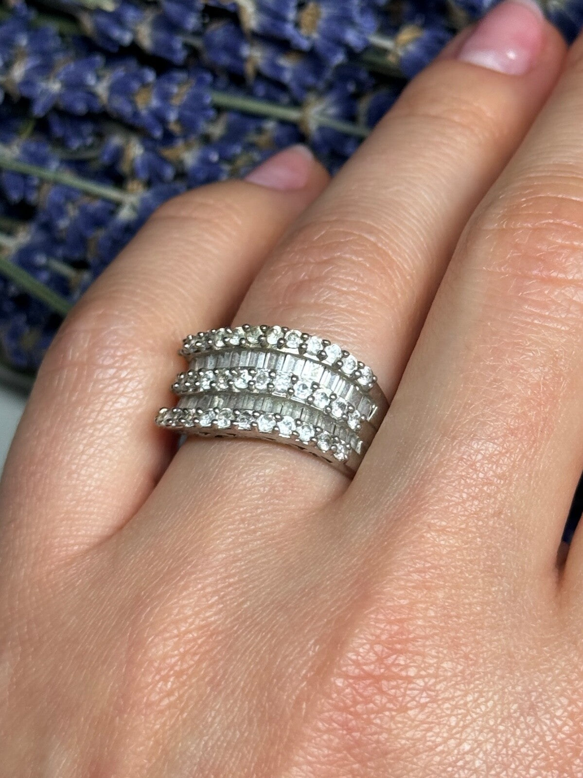 925 Sterling Silver Sapphire Ring Size 6