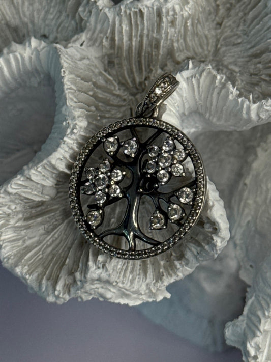 Authentic Pandora Tree Of Life 925 Sterling Silver CZ Pendant Length 1.30 Inch