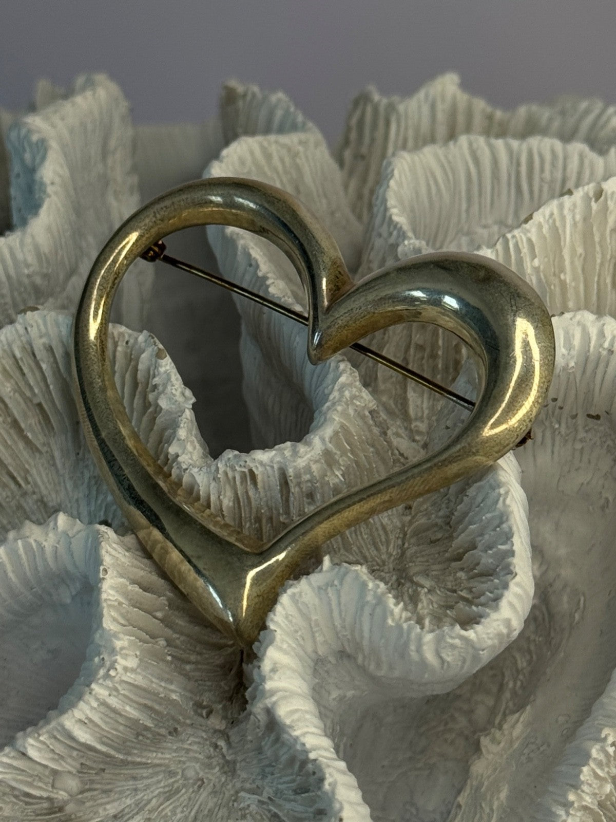925 Sterling Silver Heart Brooch Length 1.90 Inch