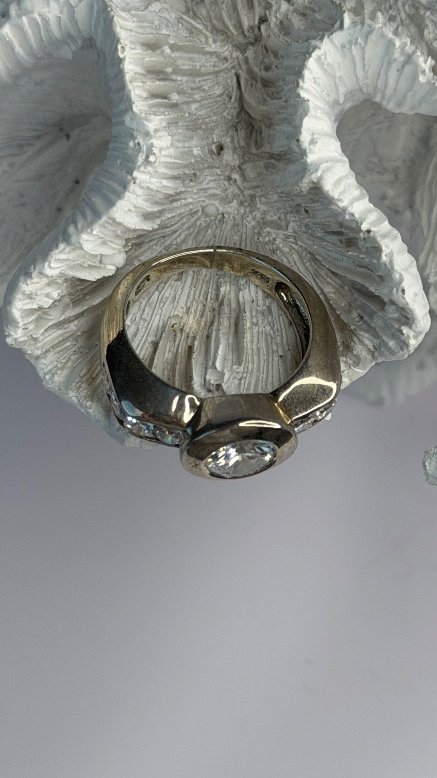 Elegant 925 Sterling Silver Cz Ring Size 8