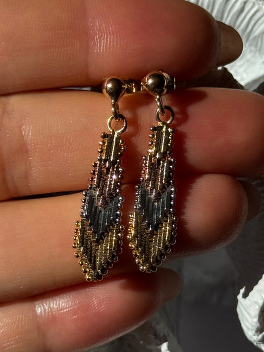 925 Sterling Silver 3 Colors Gold Plated Italy Earrings