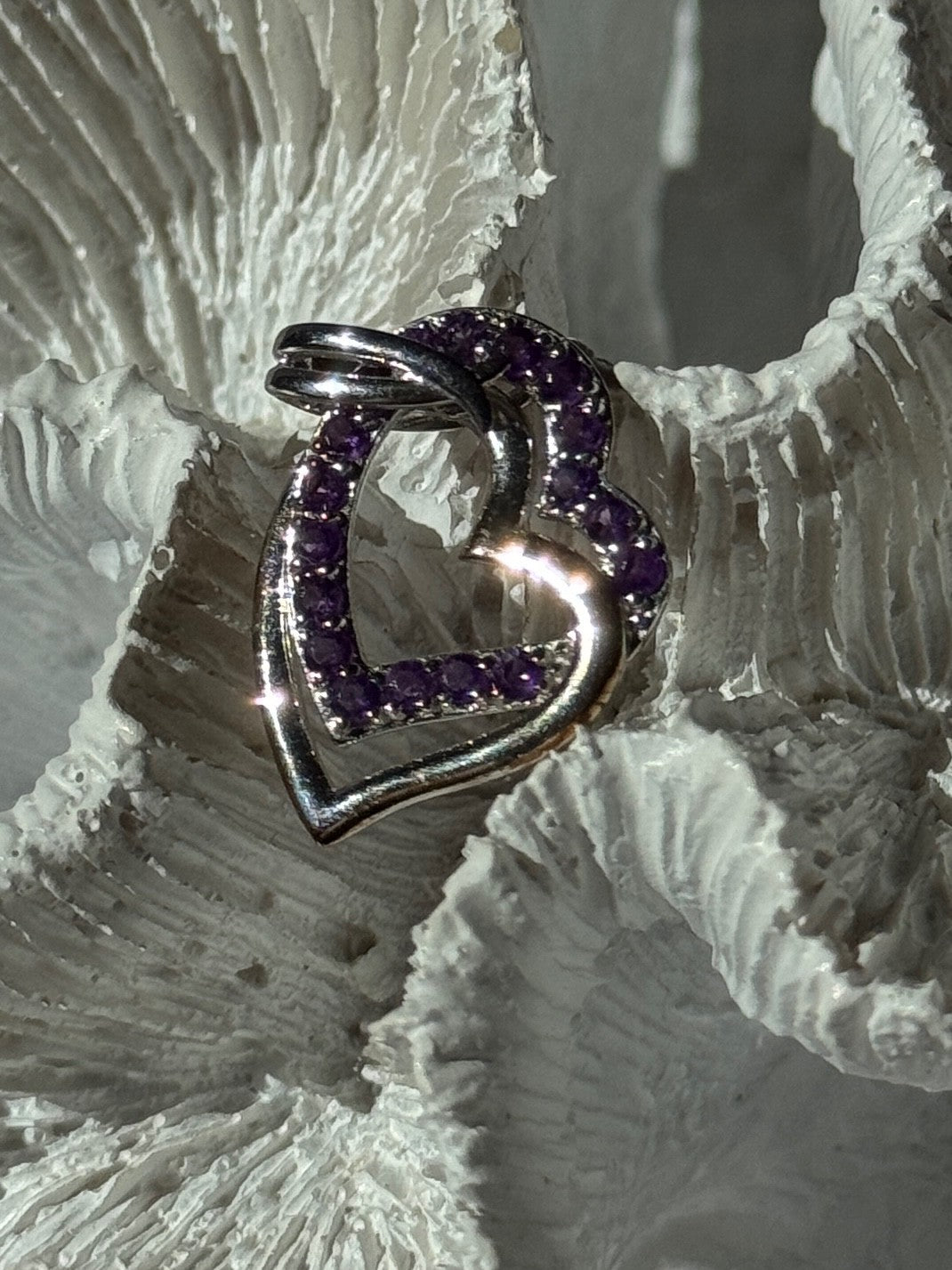 925 Sterling Silver Amethyst Heart Pendant