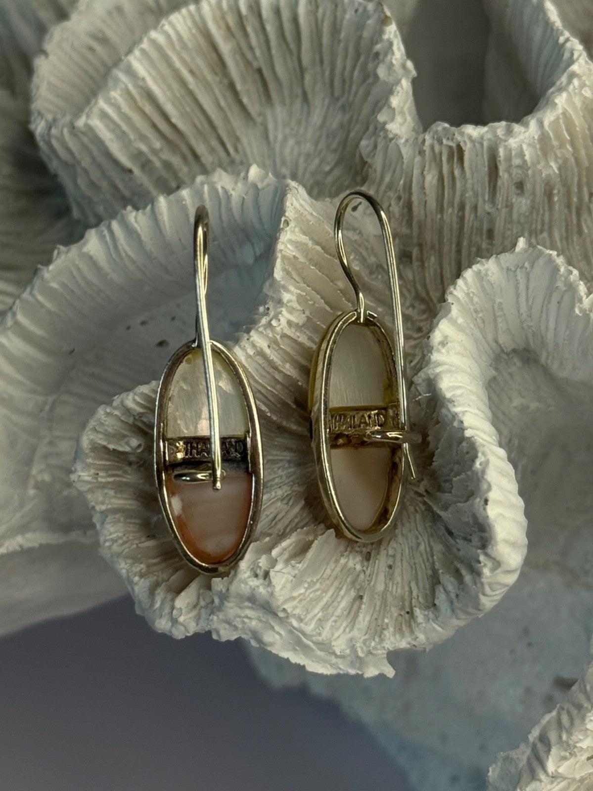 925 Sterling Silver Abalone & Marcasite Earrings Length 1.25 Inch