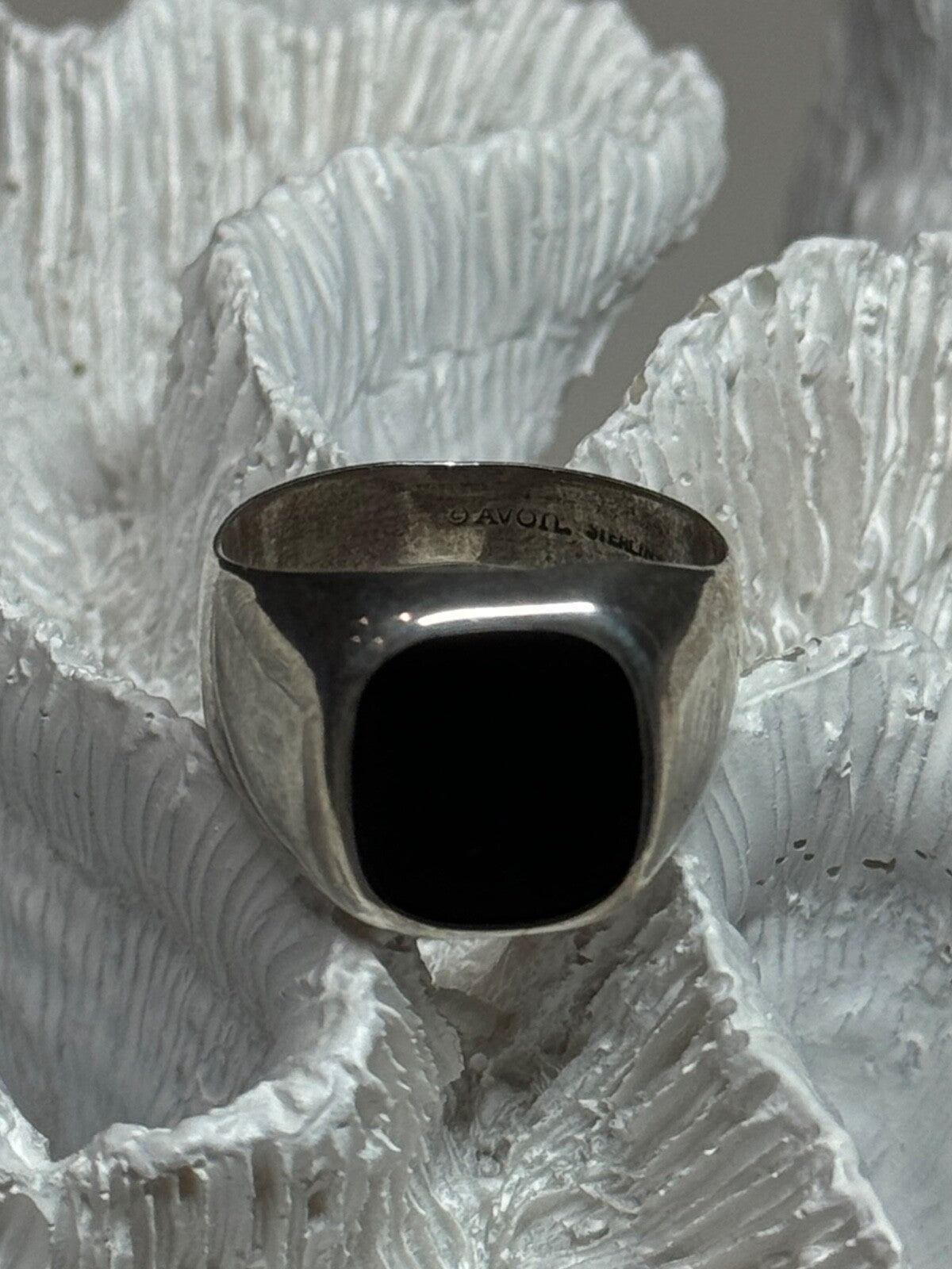 925 Sterling Silver Black Nephrite Men'S Ring Size 10.5