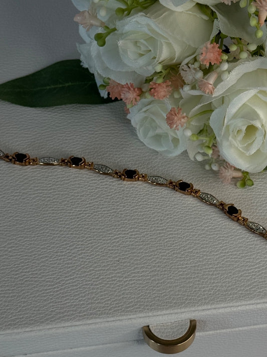 925 Sterling Silver Gold Plated Sapphire Bracelet Length 7.5 Inch
