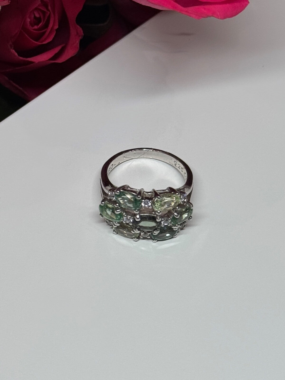 925 Sterling Silver Spinel & CZ Ring Size 6