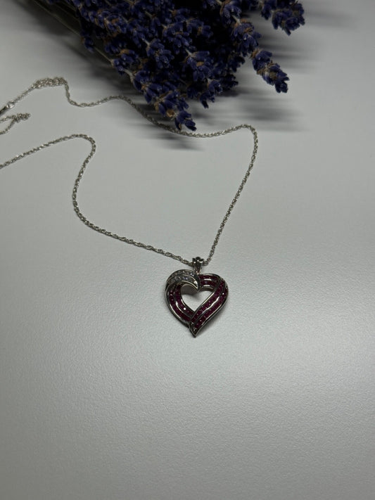 925 Sterling Silver Necklace Pink & White Spinel