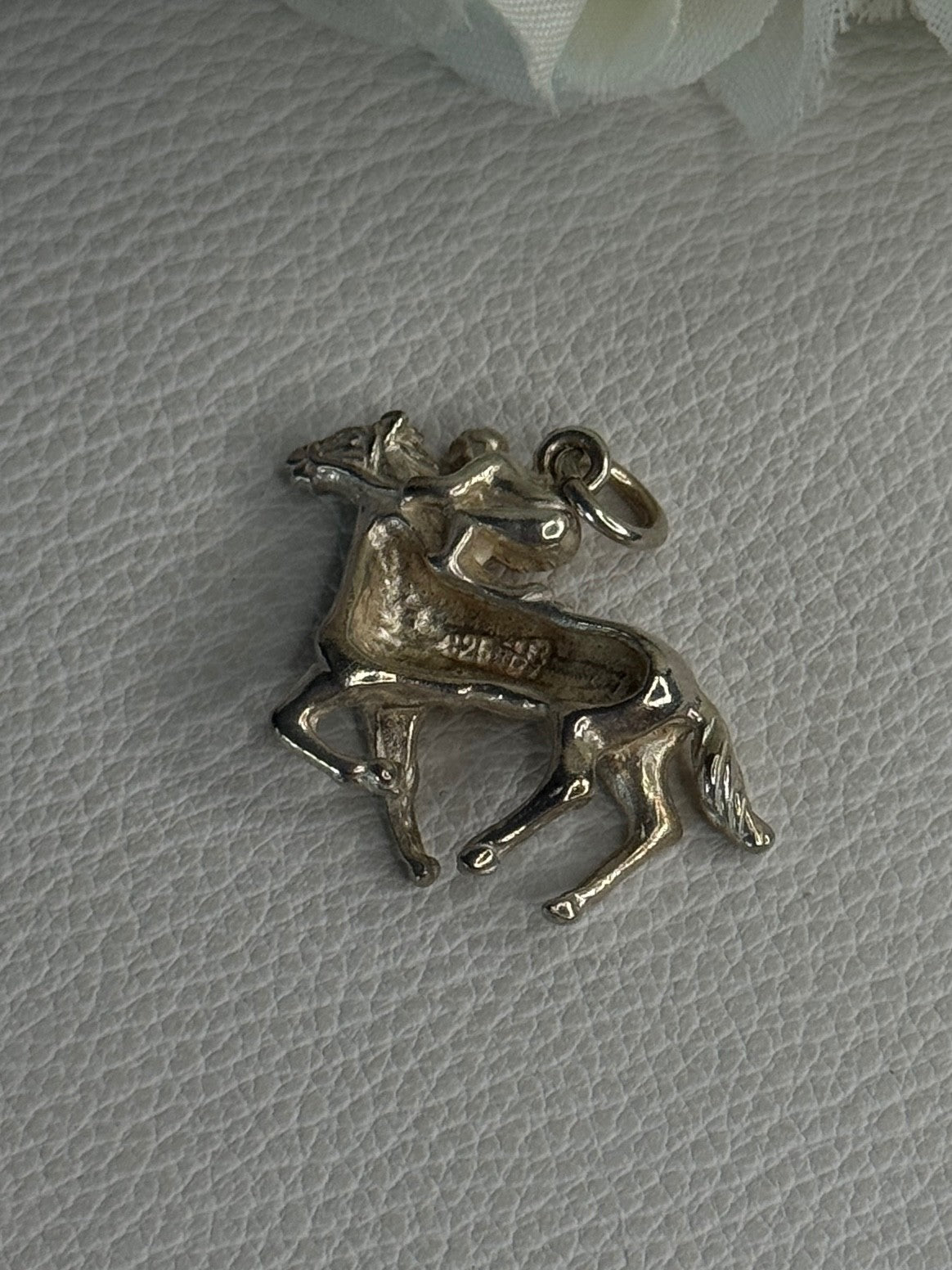 Horse & Jockey Lucky Racing Race Charm Pendant 925 Sterling Silver Length 1 Inch