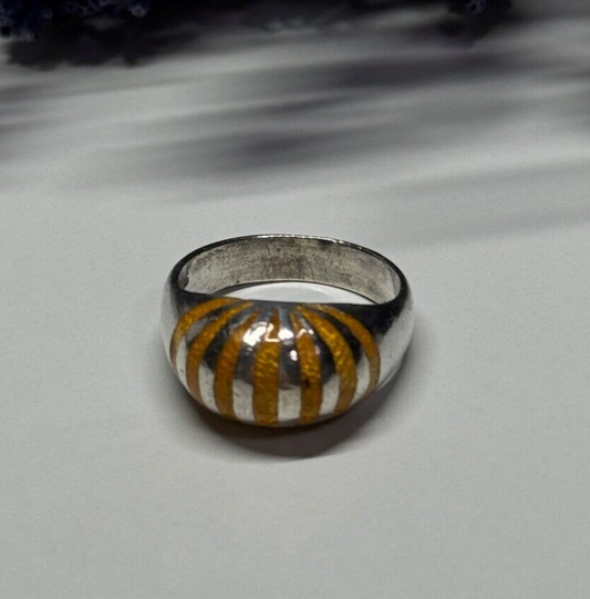 925 Sterling Silver Enamel Ring Size 6