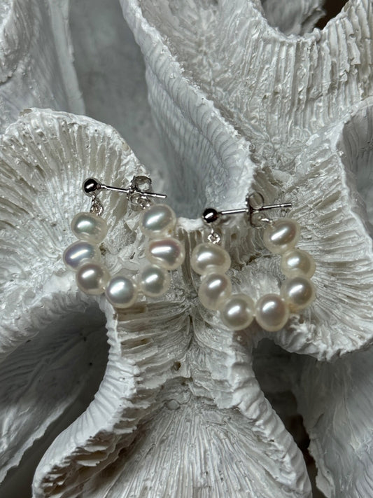 925 Sterling Silver Fresh Water Pearl Earrings Length 0.8 Inch