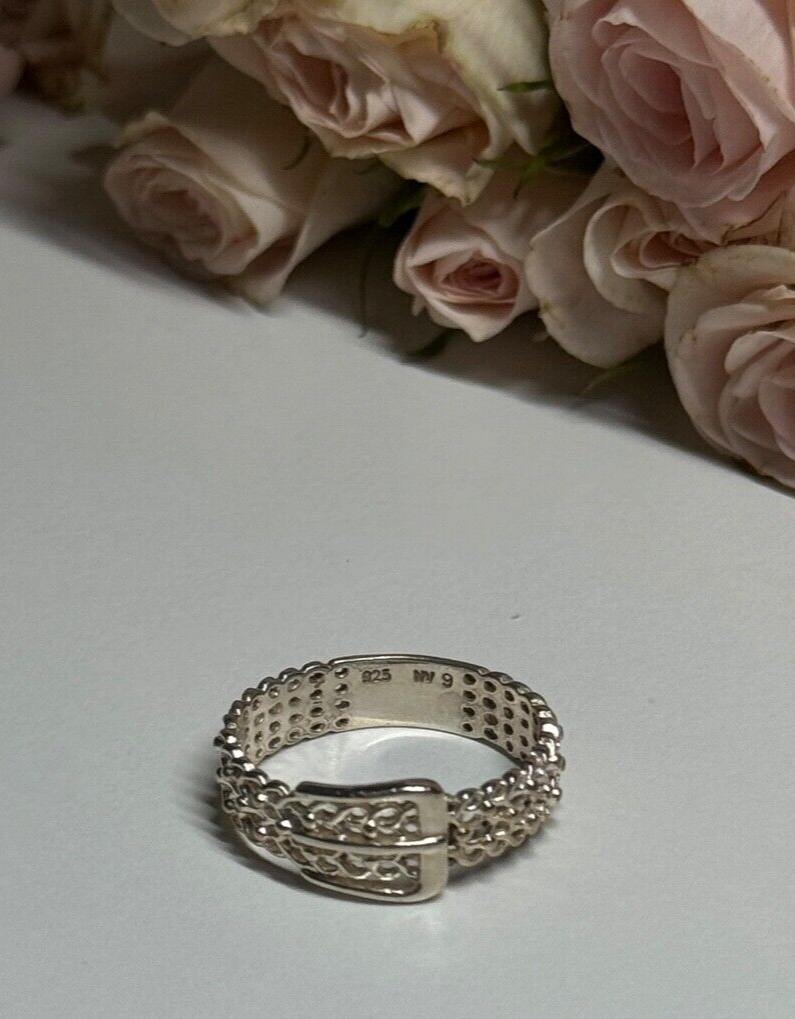 925 Sterling Silver Belt Ring Size 8