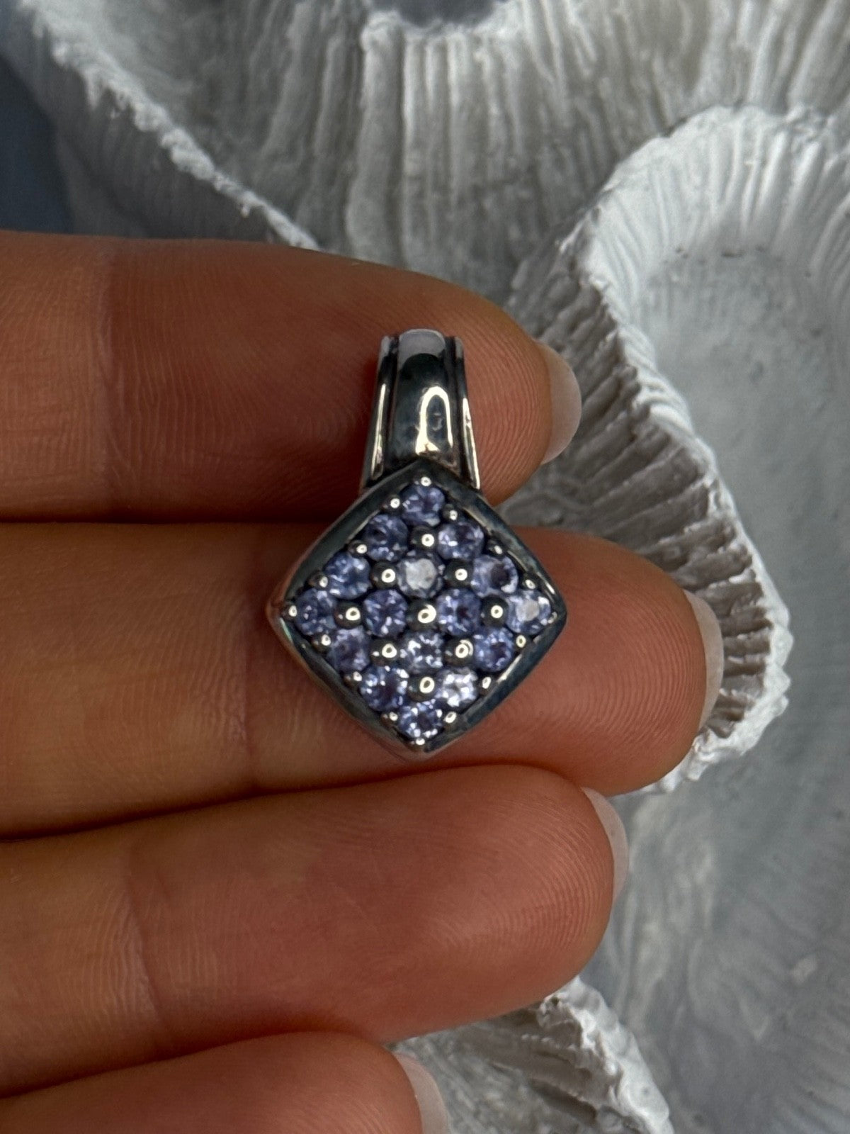 925 Sterling Silver Tanzanite Pendant Length 0.90 Inch