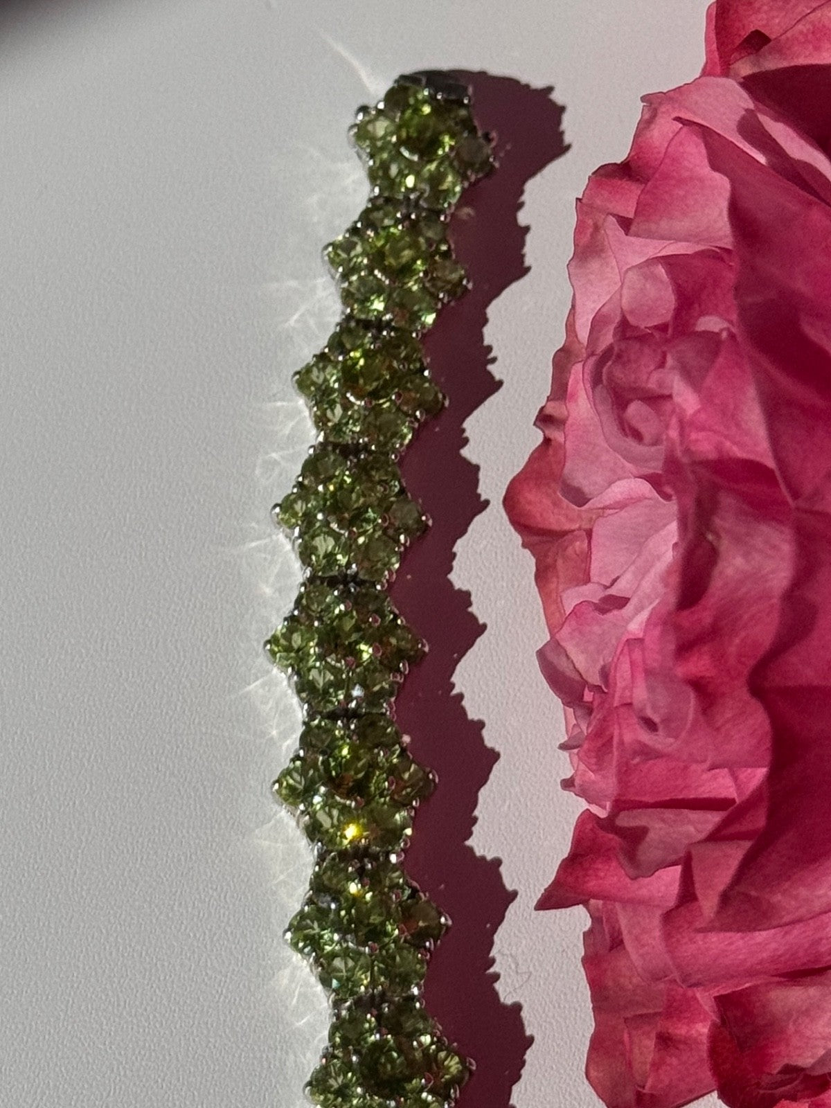 925 Sterling Silver Peridot Flower Bracelet 7.5 Inch