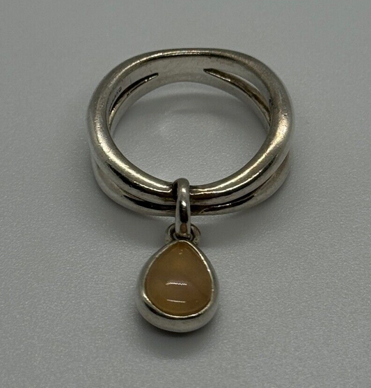 925 Sterling Silver Agate Ring Size 6