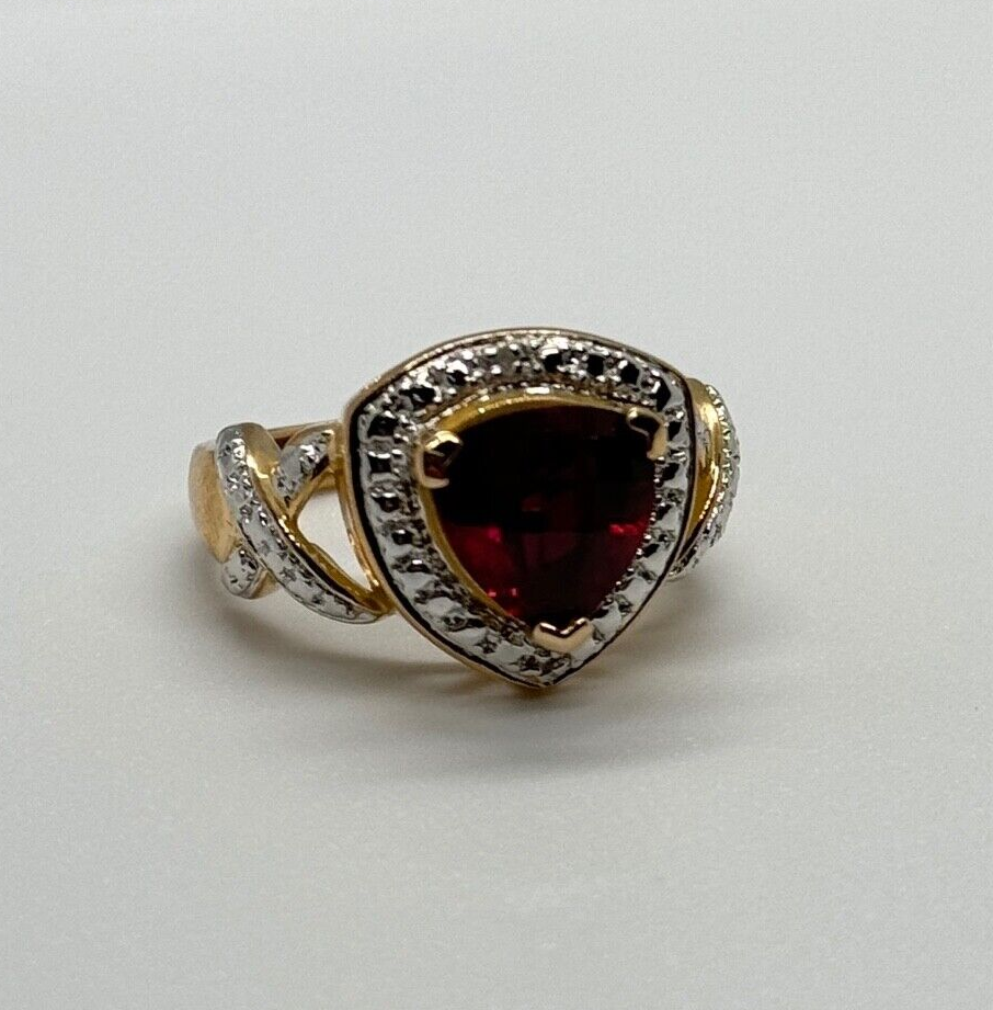 925 Sterling Silver Gold Plated Spinel Ring Size 7