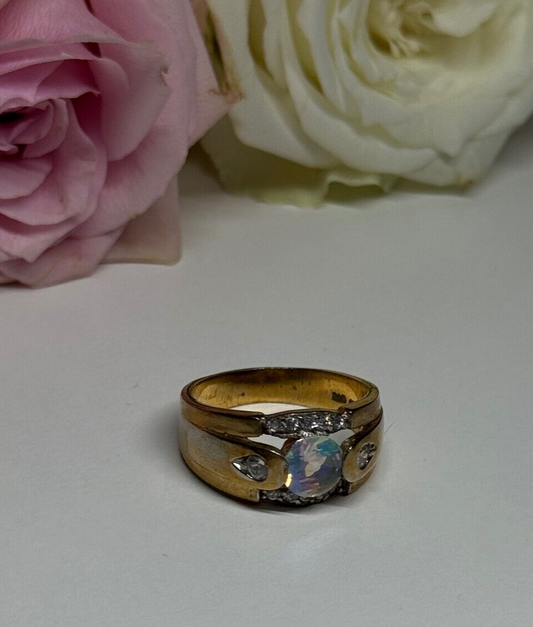 925 Sterling Silver Gold Plated CZ Ring Size 7