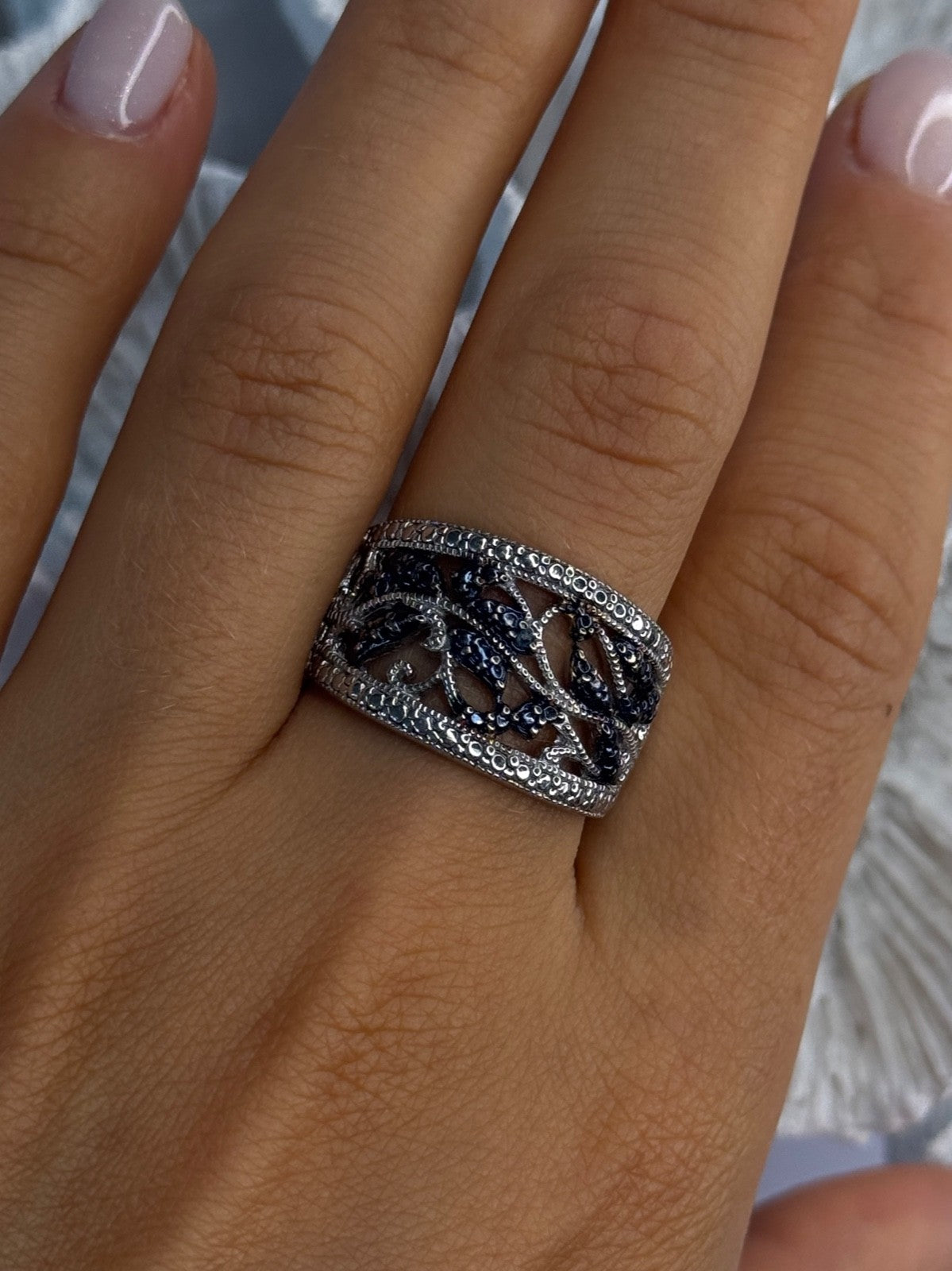 925 Sterling Drop Silver Leaf Design Ring Size 10