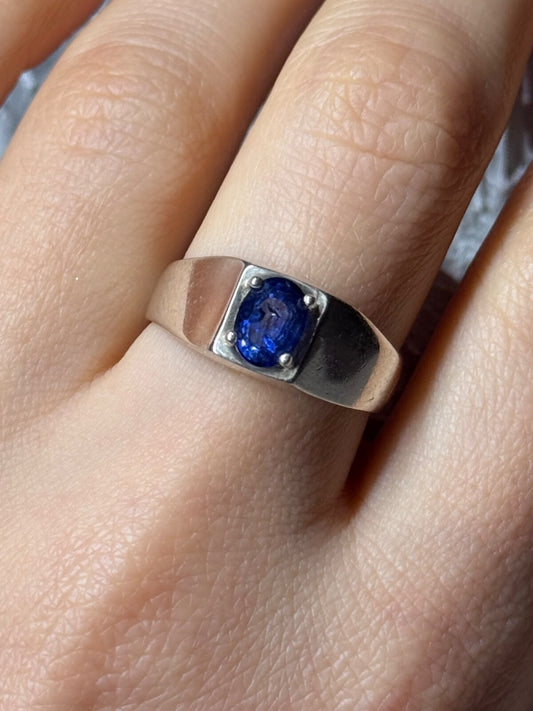 Men'S 925 Sterling Silver Sapphire Ring Size 8.5