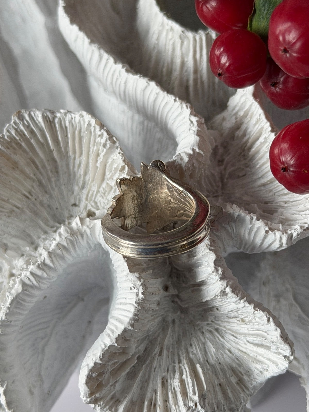 Acanthus Italian 925 Sterling Silver Ring With Brushed Finish Size 5