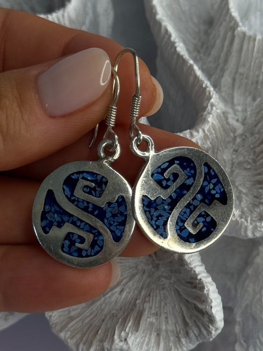 Vintage 925 Sterling Silver Turquoise Earrings Length 1.70 Inch