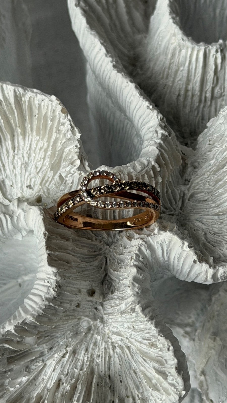 Le Vian 14K Rose Gold Chocolate & White Diamonds 0.50 cts Ring Size 6.5