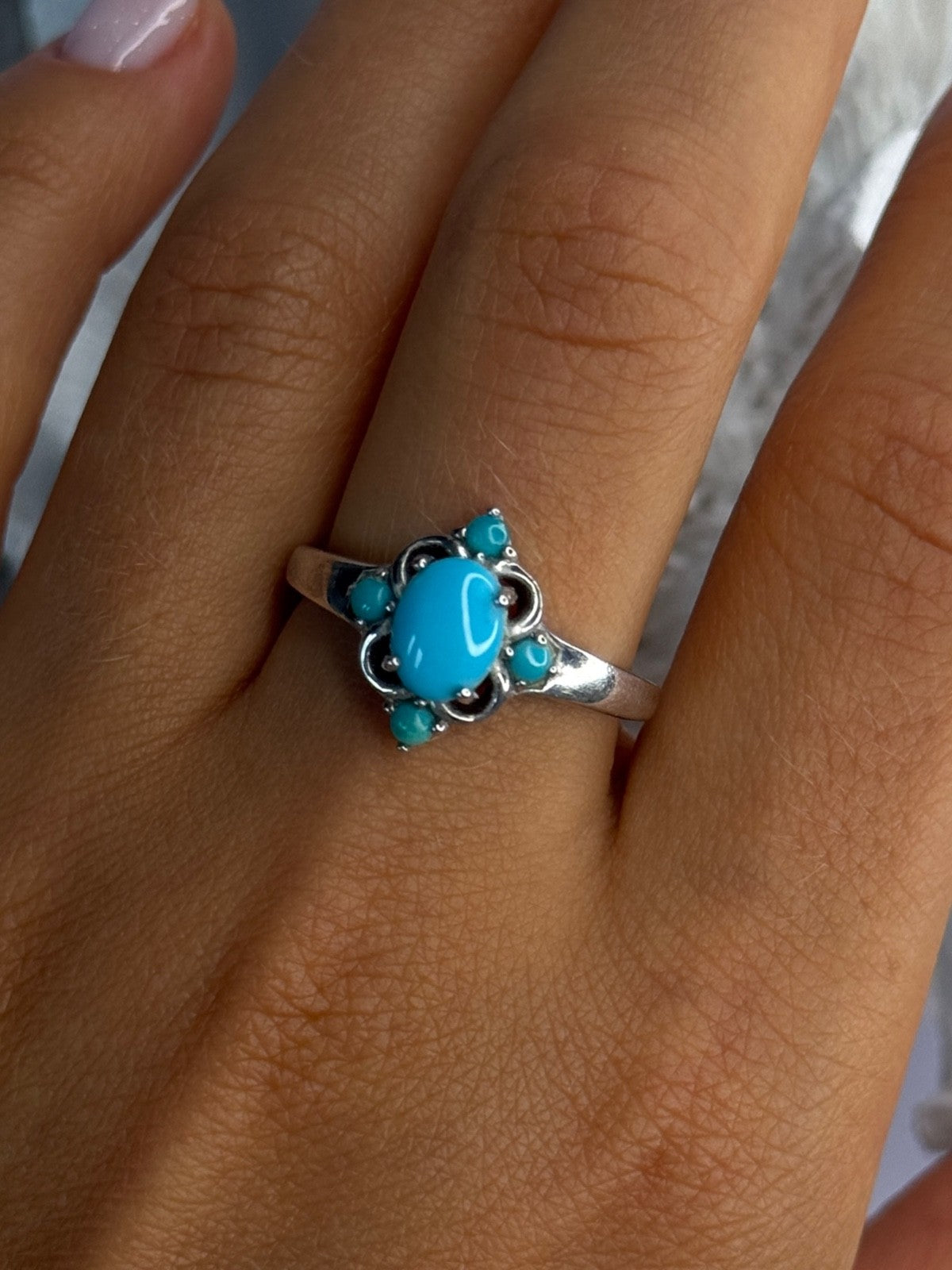Bbj 925 Sterling Silver Turquoise Ring Size 9.5