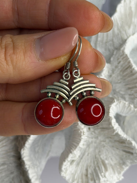 Vintage 925 Sterling Silver Carnelian Earrings