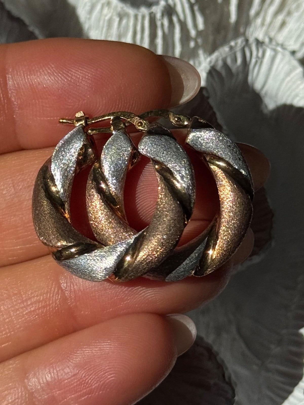 Beautiful 3 Color Gold Plated 925 Sterling Silver Earrings Length 1 Inch