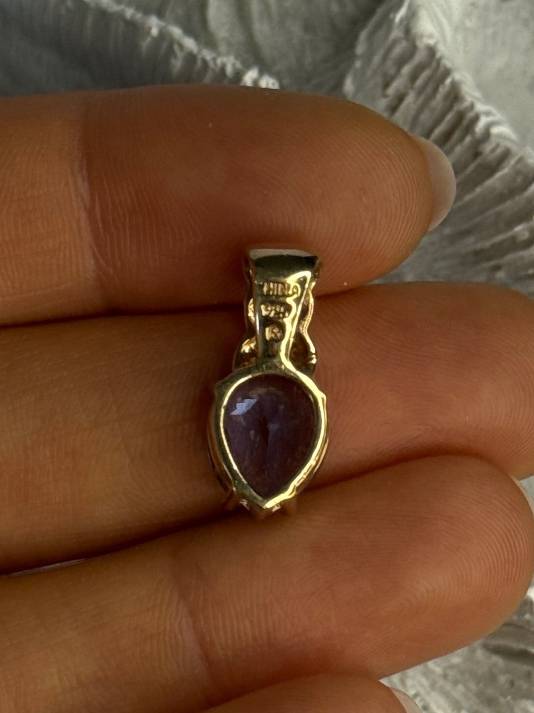 925 Sterling Silver Gold Plated Tanzanite Pendant Length 0.80 Inch