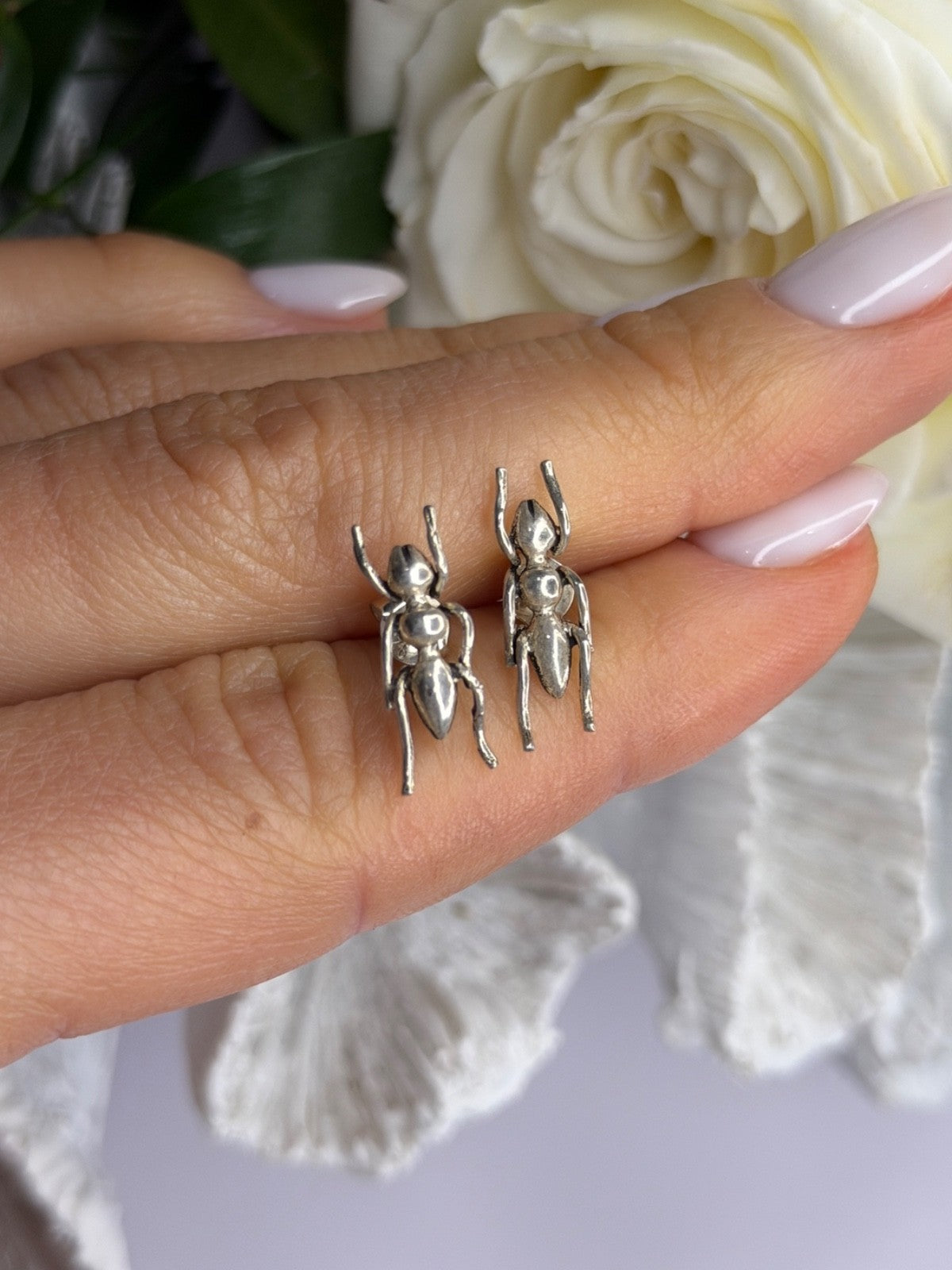 Cute Ant Bug 925 Sterling Silver Earrings
