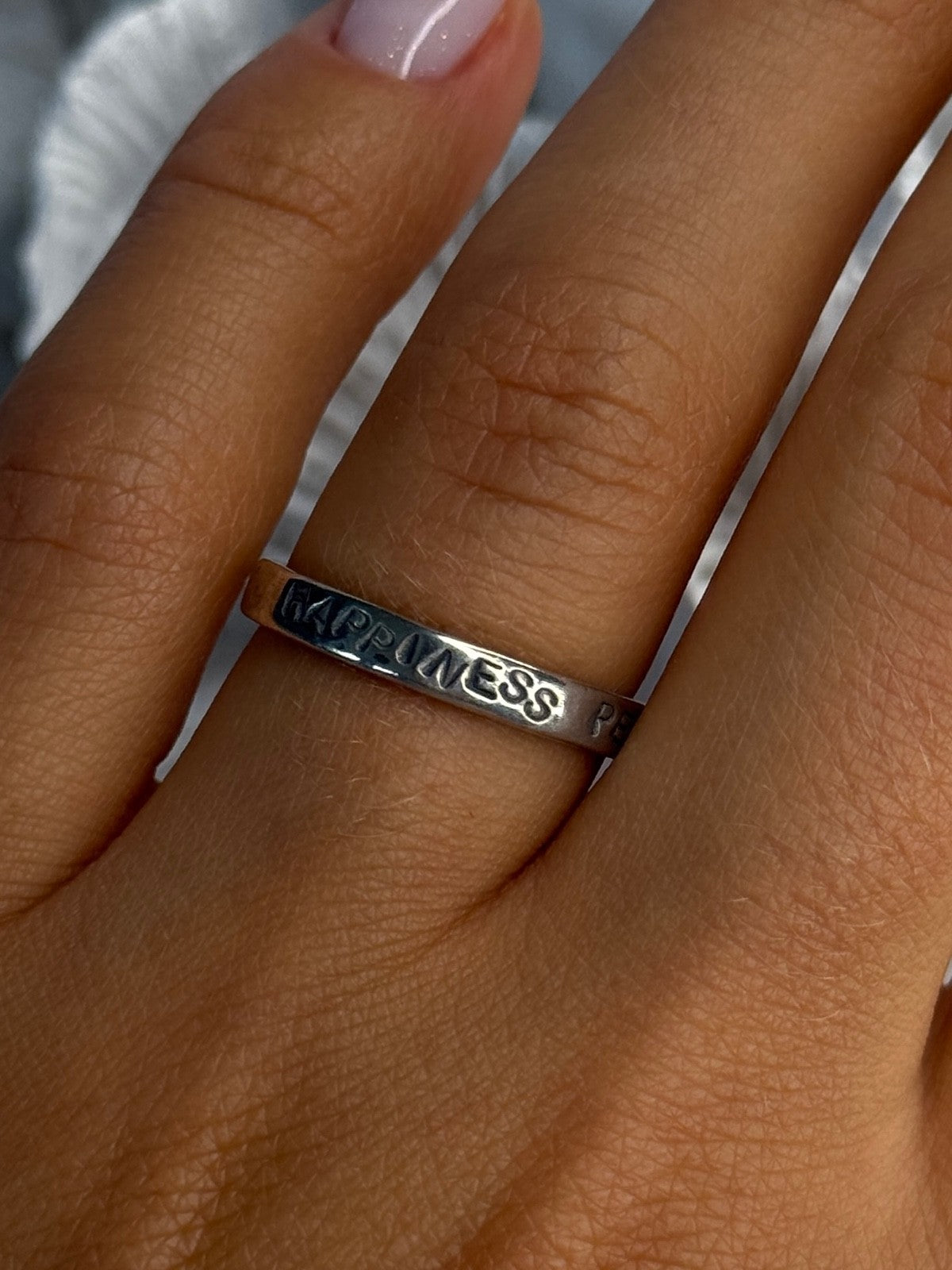 925 Sterling Silver Love Happiness Peace Magic Ring Size 8