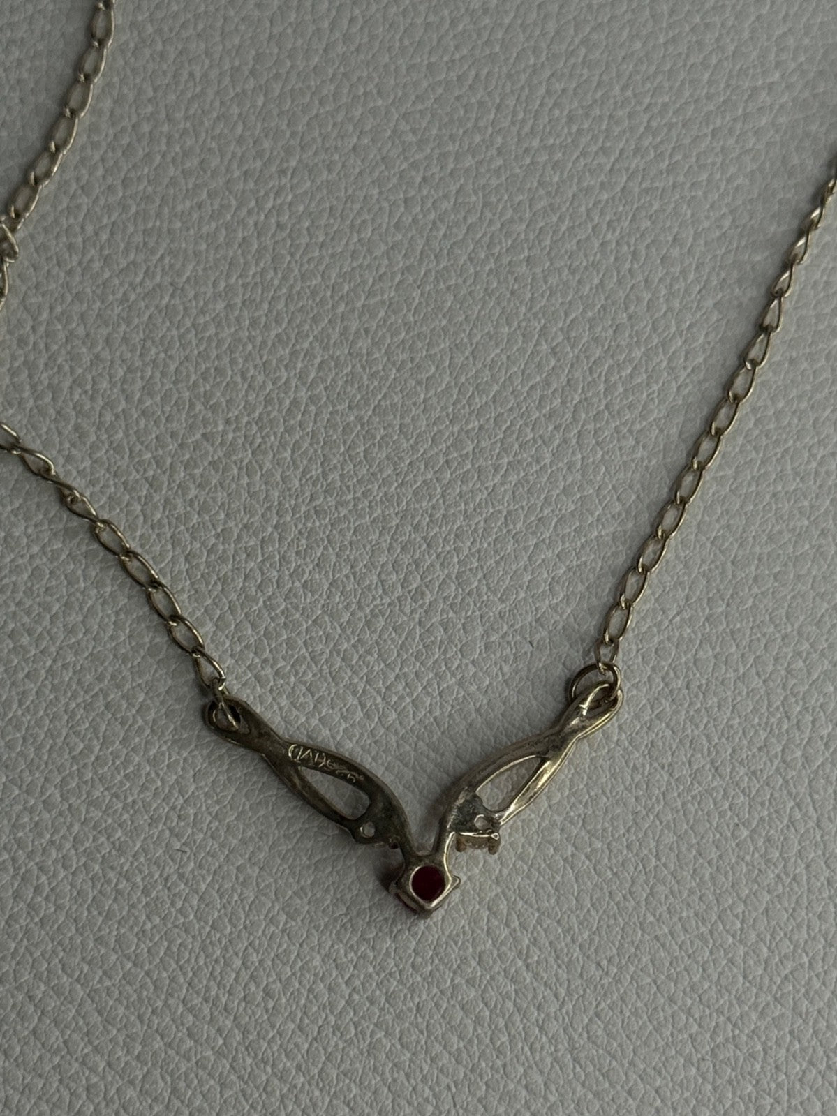 925 Sterling Silver Ruby & Beryl Necklace Length 18 Inch