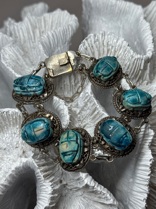 Vintage 925 Sterling Silver Turquoise Bracelet Length 7 Inch