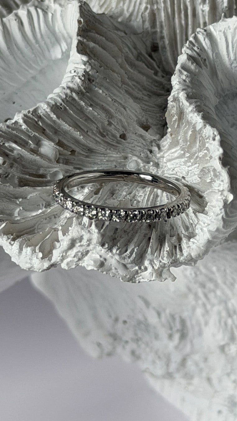 14K White Gold Custom Diamond 0.58 ct Ring Size 6