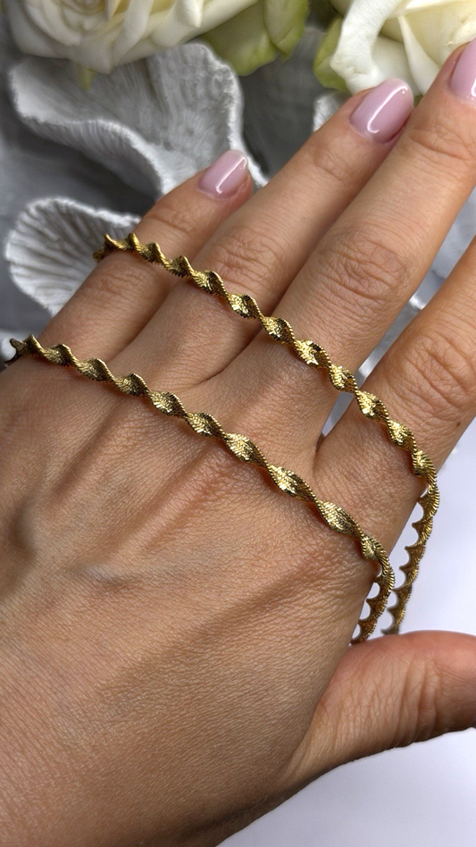 Italy 925 Sterling Silver Gold Plated Mesh Chain Necklace Spiral Link