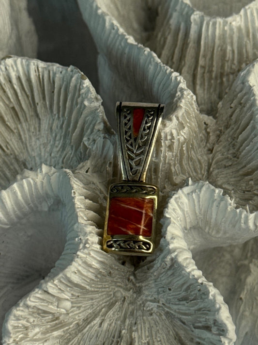 Vintage 925 Sterling Silver Carnelian Pendant Length 1.20 Inch