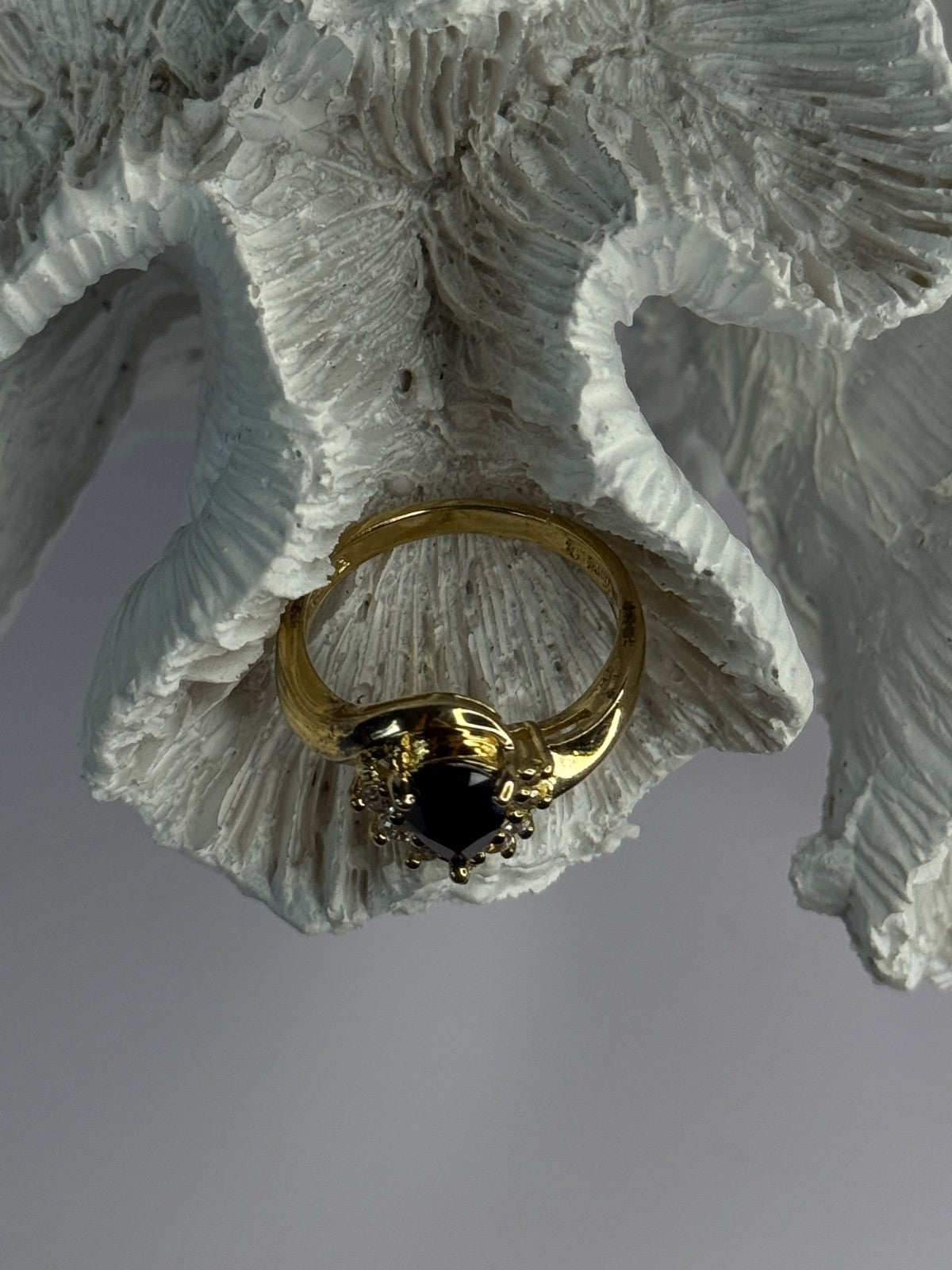 925 Sterling Silver Gold Plated Sapphire & Beryl Ring Size 8