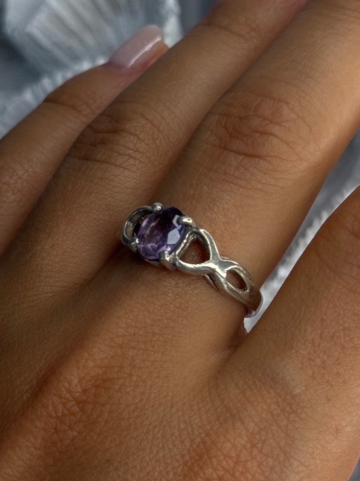 925 Sterling Silver Amethyst Ring Size 9.5