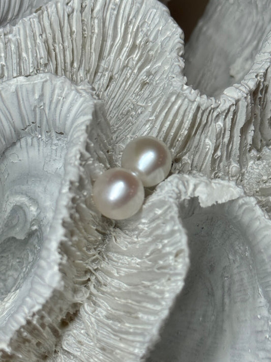 925 Sterling Silver Fresh Water Pearl Earrings Length 0.35 Inch