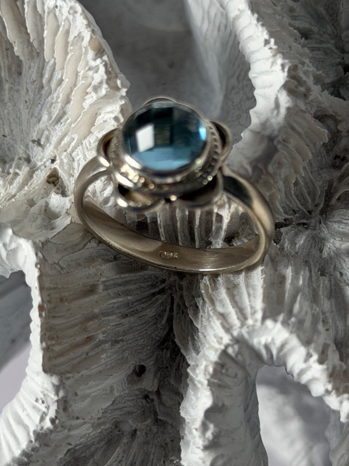 Vintage 925 Sterling Silver Aquamarine Ring Size 8