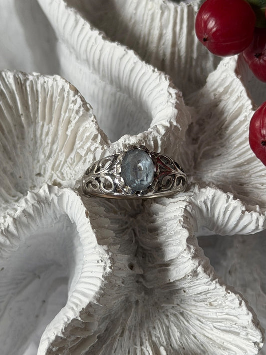 Seta Vintage 925 Sterling Silver Aquamarine Ring Size 6