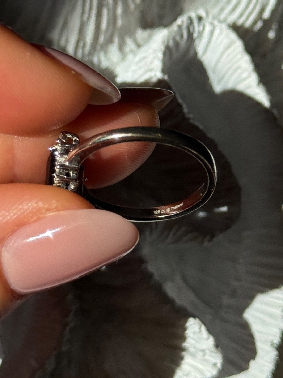 925 Sterling Silver Onyx & Beryl Ring Size 9