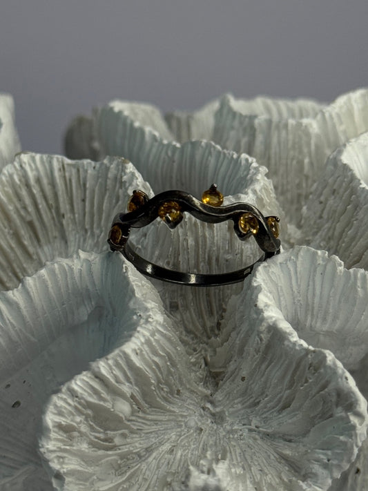 925 Sterling Silver Citrine Ring Size 9.5