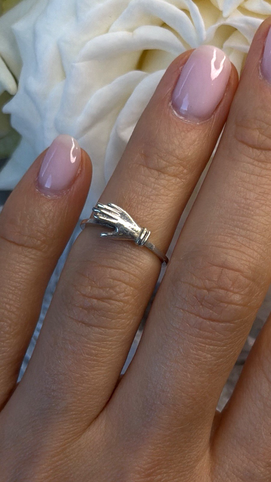 Unique Artisan 925 Sterling Silver Hand Ring Size 5
