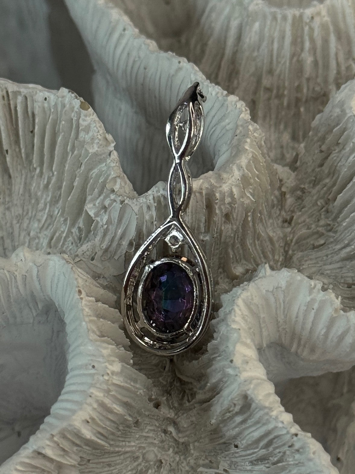 925 Sterling Silver Mystic Topaz & Beryl Pendant Length 1.40 Inch