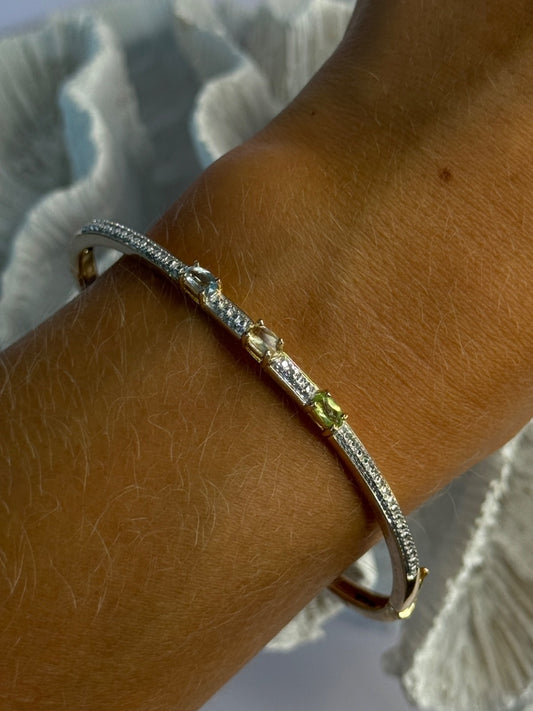 925 Sterling Silver Gold Plated Topaz Citrine Peridot Bracelet