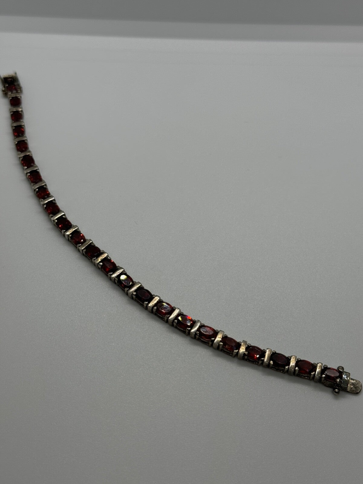925 Sterling Silver Garnet Bracelet